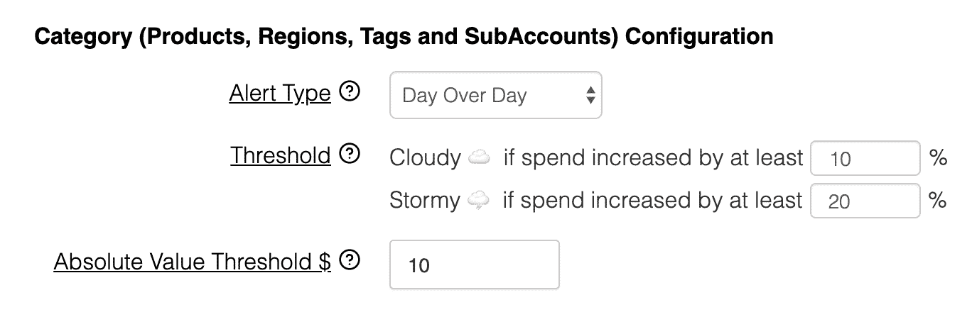 The new Absolute Value Threshold feature helps reduce the noise of your cost reports within category spend (Product, Region, Tag, and Sub-accounts).