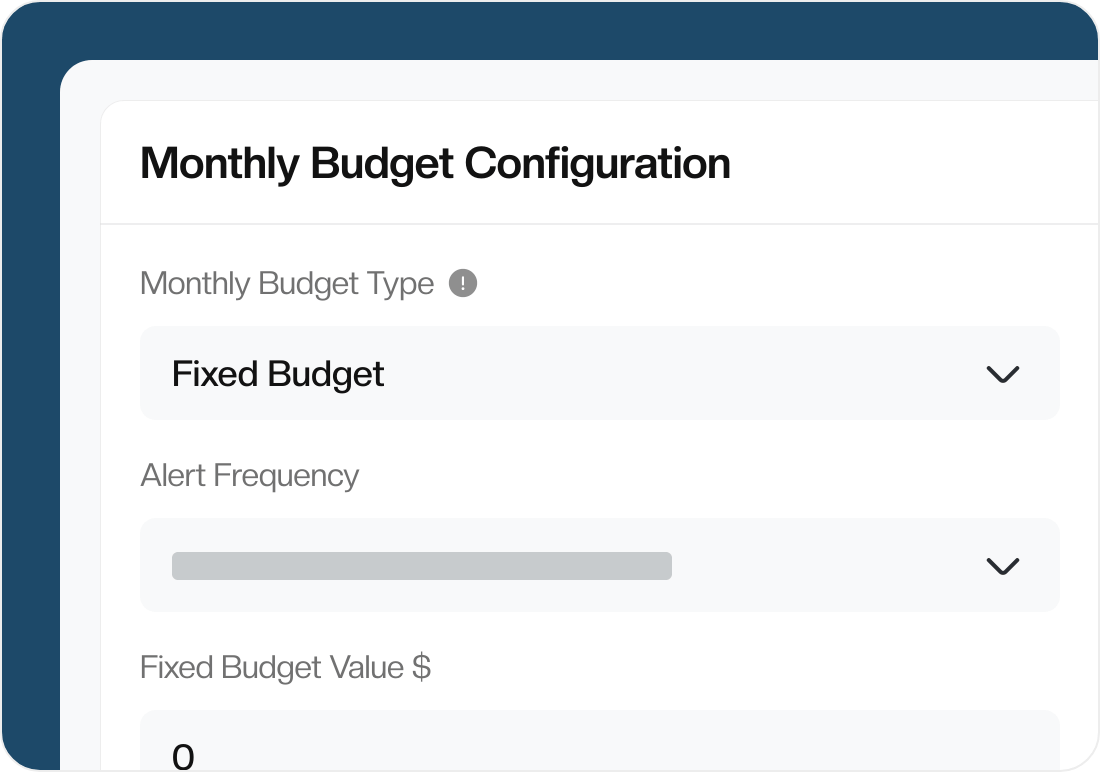 Monthly budgets configuration for teams